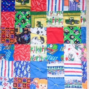 Vintage Patchwork Quilt Handmade Disney Thomas Train Holiday Cola Kids Blanket